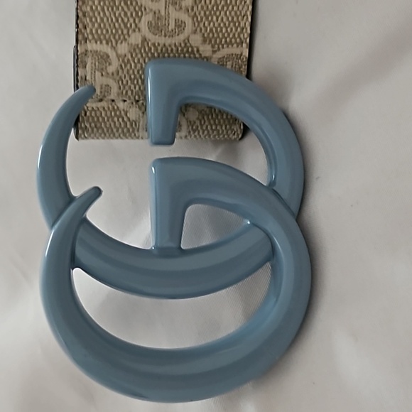 RARE! Gucci GG Marmont Wide Belt Light Blue - Picture 3 of 3